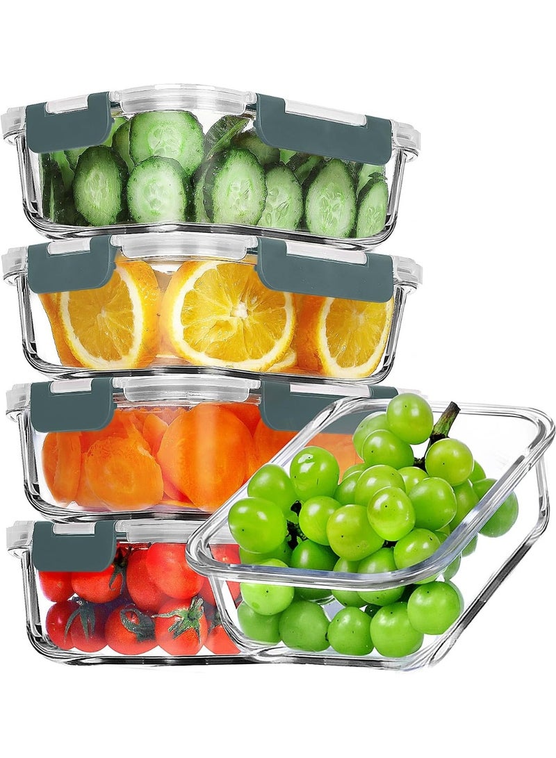 Happy Home Rectangular Glass Food Container 2000ml  with 4-Lock Lid and Silicone Seals, Rectangular Steam Vent, Leak-Proof, Microwave, Oven, Freezer & Dishwasher Safe, Stackable, Perfect for Meal Prep and Food Storage - Image 2